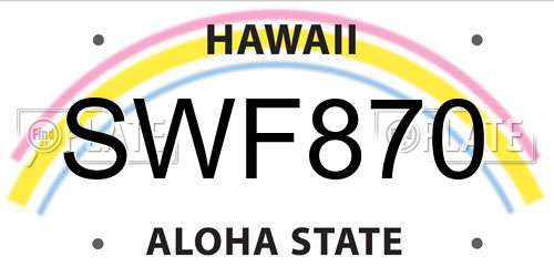SWF870 Hawaii License Plate