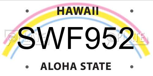 SWF952 Hawaii License Plate