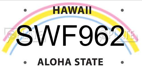 SWF962 Hawaii License Plate