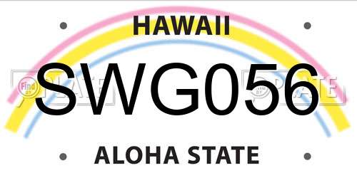 SWG056 Hawaii License Plate