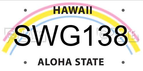 SWG138 Hawaii License Plate