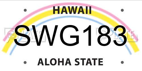SWG183 Hawaii License Plate