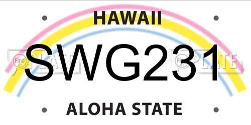 SWG231 Hawaii License Plate