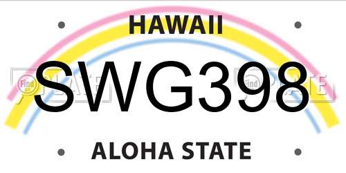 SWG398 Hawaii License Plate