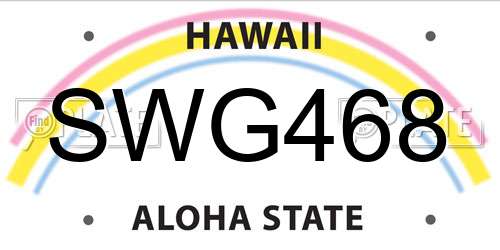 SWG468 Hawaii License Plate