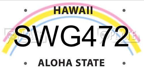 SWG472 Hawaii License Plate