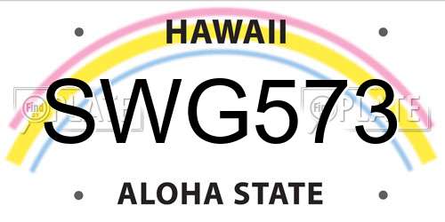 SWG573 Hawaii License Plate