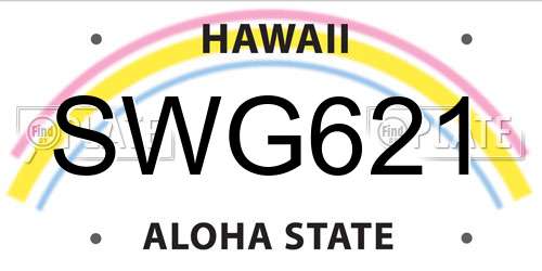SWG621 Hawaii License Plate