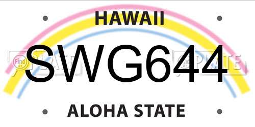 SWG644 Hawaii License Plate