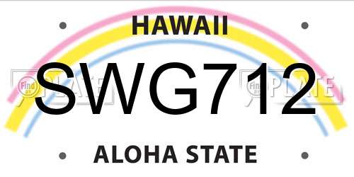 SWG712 Hawaii License Plate