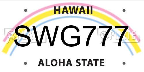 SWG777 Hawaii License Plate