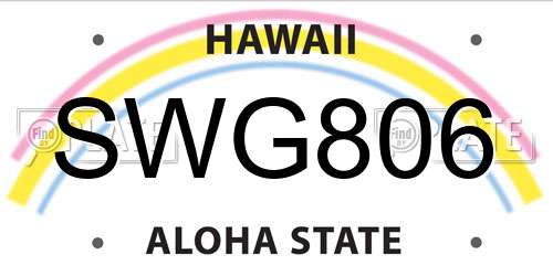 SWG806 Hawaii License Plate