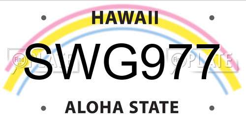 SWG977 Hawaii License Plate