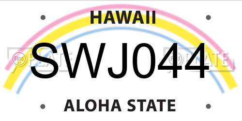 SWJ044 Hawaii License Plate
