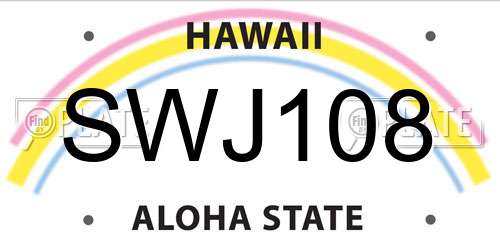 SWJ108 Hawaii License Plate