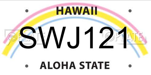 SWJ121 Hawaii License Plate