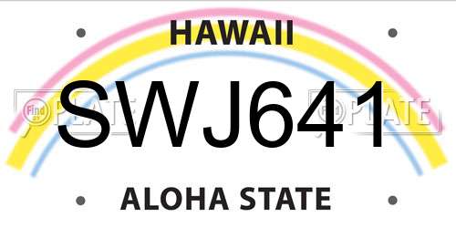 SWJ641 Hawaii License Plate