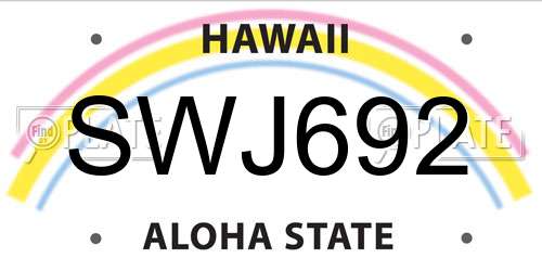 SWJ692 Hawaii License Plate