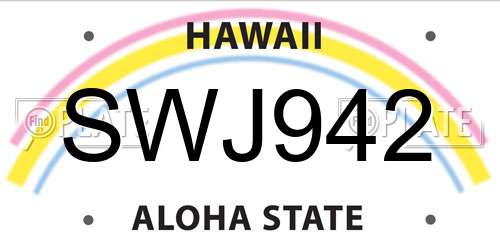 SWJ942 Hawaii License Plate