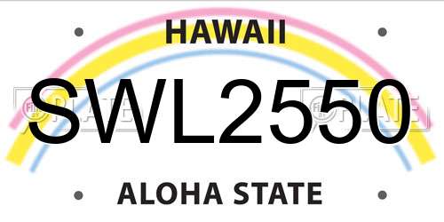 SWL2550 Hawaii License Plate