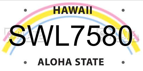 SWL7580 Hawaii License Plate