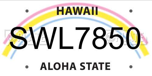SWL7850 Hawaii License Plate