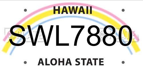 SWL7880 Hawaii License Plate