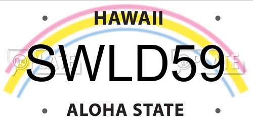SWLD59 Hawaii License Plate