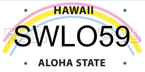 SWLO59 Hawaii License Plate