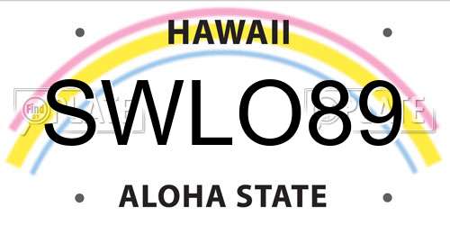 SWLO89 Hawaii License Plate