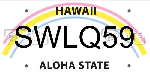 SWLQ59 Hawaii License Plate