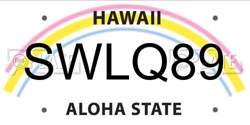 SWLQ89 Hawaii License Plate