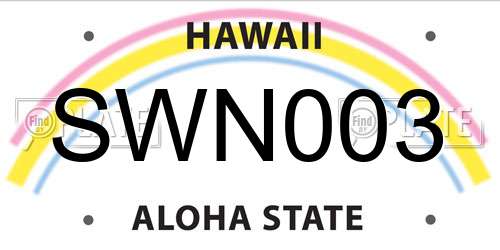 SWN003 Hawaii License Plate