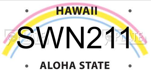 SWN211 Hawaii License Plate