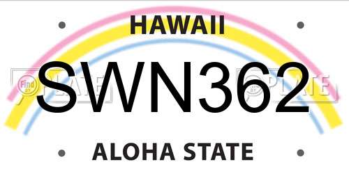 SWN362 Hawaii License Plate