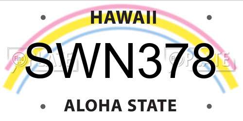 SWN378 Hawaii License Plate