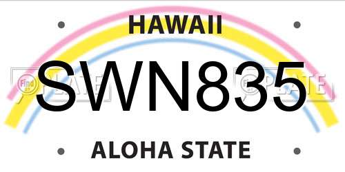 SWN835 Hawaii License Plate