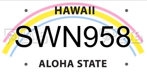 SWN958 Hawaii License Plate