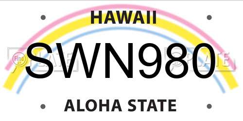 SWN980 Hawaii License Plate