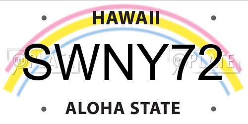 SWNY72 Hawaii License Plate