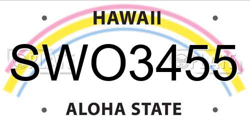 SWO3455 Hawaii License Plate