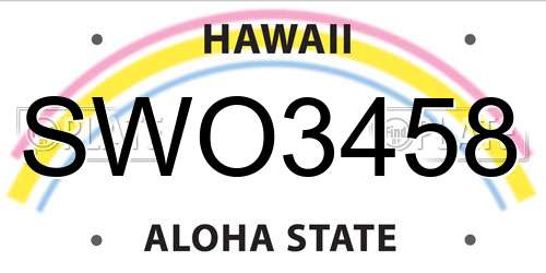 SWO3458 Hawaii License Plate