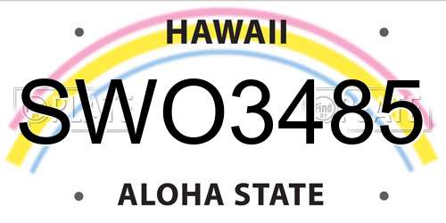 SWO3485 Hawaii License Plate