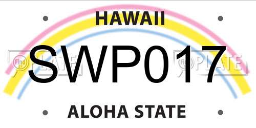 SWP017 Hawaii License Plate
