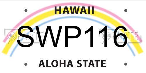 SWP116 Hawaii License Plate