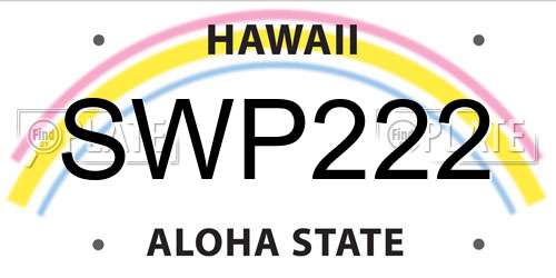 SWP222 Hawaii License Plate