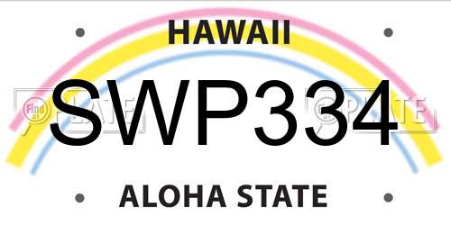 SWP334 Hawaii License Plate