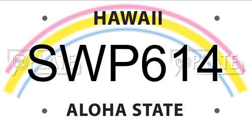 SWP614 Hawaii License Plate