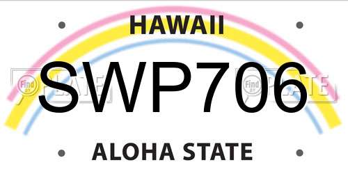 SWP706 Hawaii License Plate