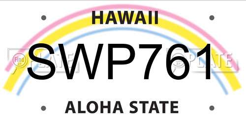 SWP761 Hawaii License Plate